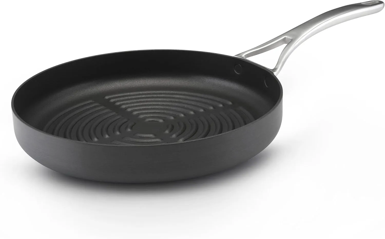 Anolon Nouvelle Copper Hard Anodized Nonstick Round Griddle Pan/Grill, 12-Inch, Gray