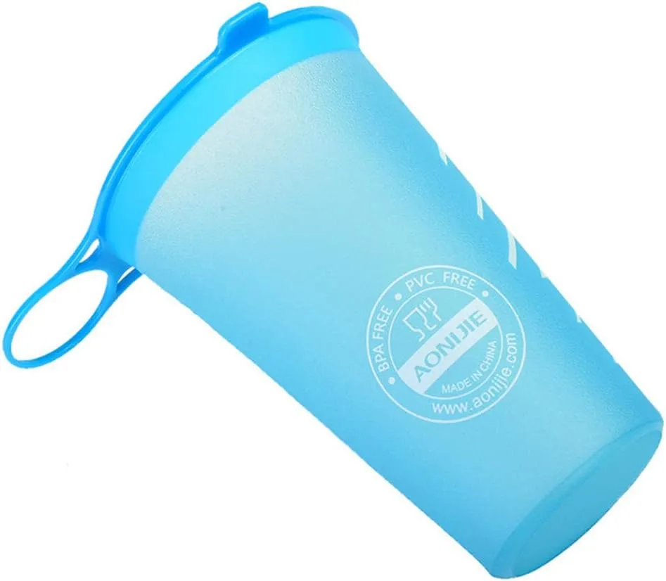 AONIJIE 2 Pcs Sports Collapsible Water Bottle BPA Free - TPU Soft Drink Kettle Foldable Flask for Hiking Bicycling Running Climbing (3 PCS 200ml Water Cup)
