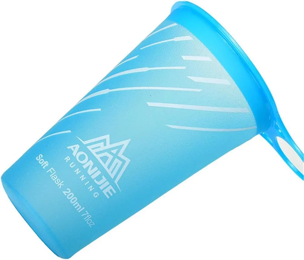 AONIJIE 2 Pcs Sports Collapsible Water Bottle BPA Free - TPU Soft Drink Kettle Foldable Flask for Hiking Bicycling Running Climbing (3 PCS 200ml Water Cup)