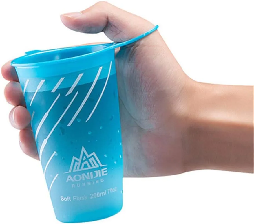 AONIJIE 2 Pcs Sports Collapsible Water Bottle BPA Free - TPU Soft Drink Kettle Foldable Flask for Hiking Bicycling Running Climbing (3 PCS 200ml Water Cup)