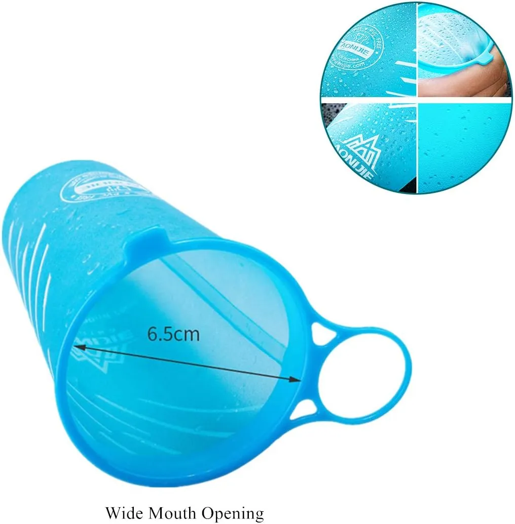AONIJIE 2 Pcs Sports Collapsible Water Bottle BPA Free - TPU Soft Drink Kettle Foldable Flask for Hiking Bicycling Running Climbing (3 PCS 200ml Water Cup)
