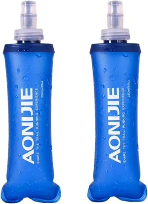 AONIJIE 2 Pcs Sports Collapsible Water Bottle BPA Free - TPU Soft Drink Water Kettle Foldable Flask for Hiking Bicycling Running Climbing