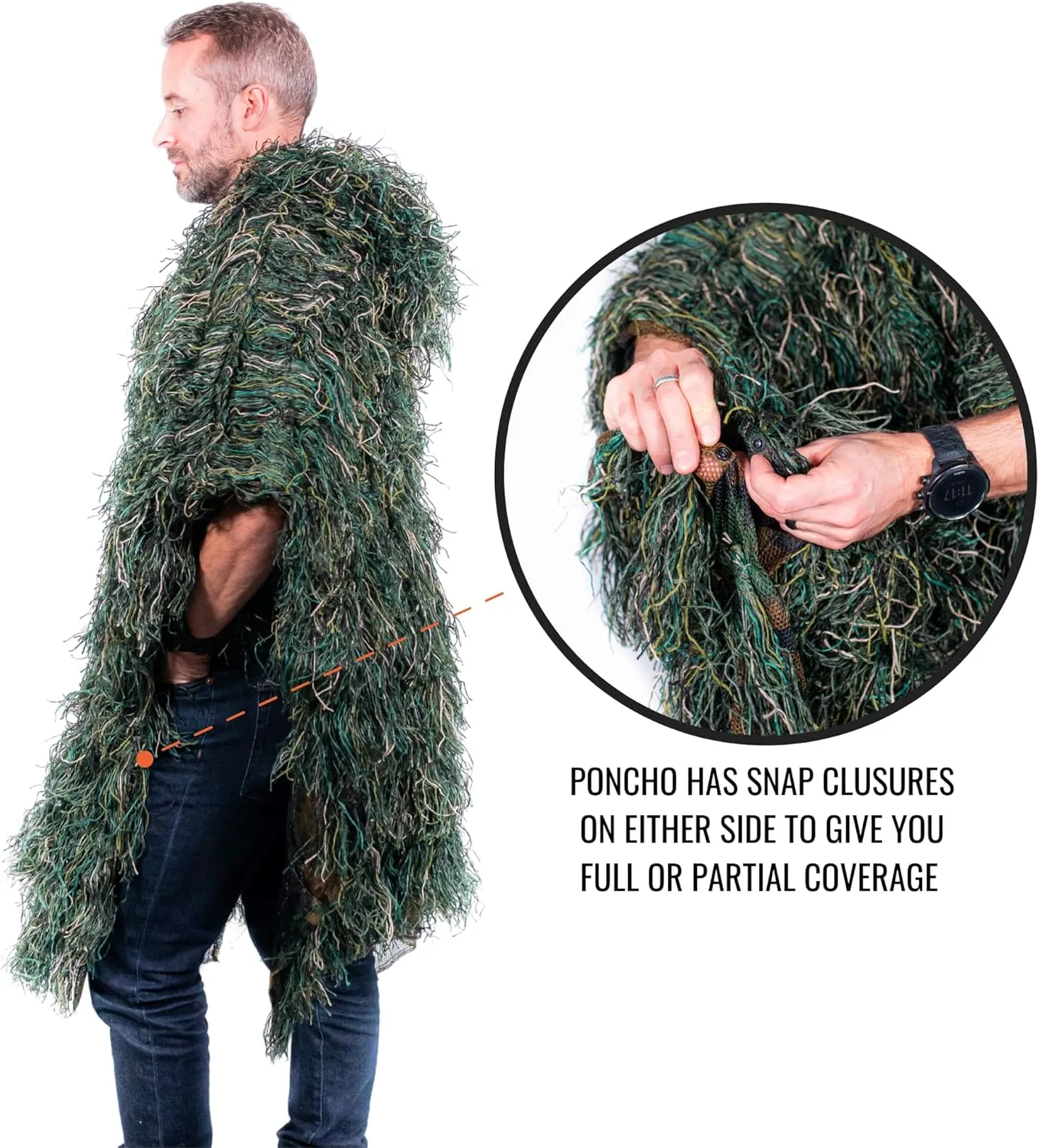 Arcturus Ghost Ghillie Suit & Ponchos for Men | Dense, Double-Stitched Design | Superior Camo Hunting Clothes for Men, Hunters, Military, Sniper Airsoft and Paintball