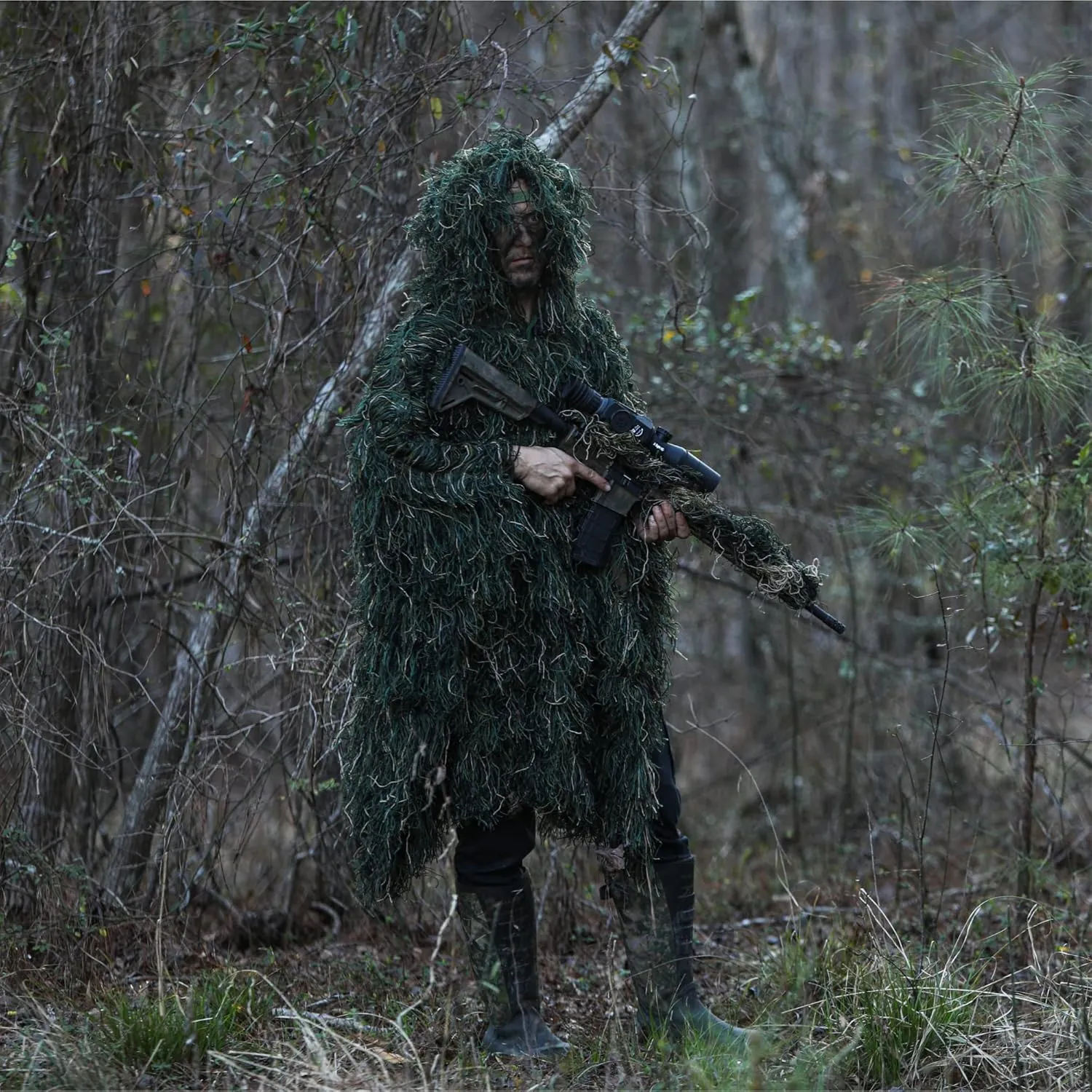 Arcturus Ghost Ghillie Suit & Ponchos for Men | Dense, Double-Stitched Design | Superior Camo Hunting Clothes for Men, Hunters, Military, Sniper Airsoft and Paintball
