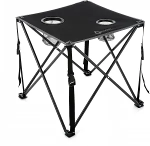 ARROWHEAD OUTDOOR 26” (66cm) Heavy-Duty Portable Camping Folding Table, 2 Cup Holders, Compact, Square, Carrying Case Included, Steel Frame, High-Grade 600D Canvas, USA-Based Support