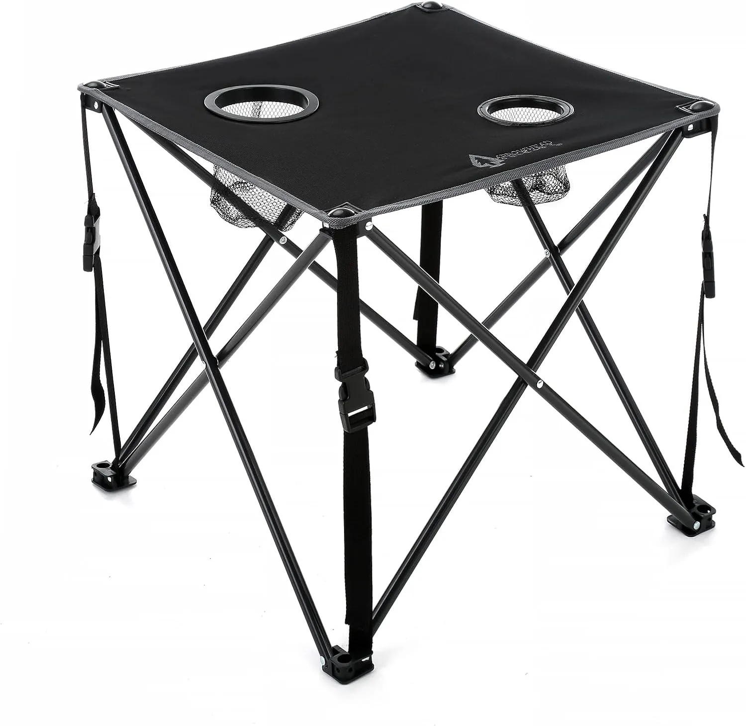 ARROWHEAD OUTDOOR 26” (66cm) Heavy-Duty Portable Camping Folding Table, 2 Cup Holders, Compact, Square, Carrying Case Included, Steel Frame, High-Grade 600D Canvas, USA-Based Support