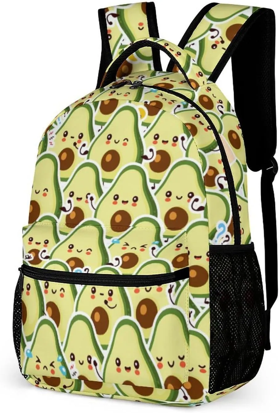 Avocado School Backpack for Kids Girls Boys, 16 Inch Cute Avocado Themed Bookbag, Personalized School Backpack for Students Children, Lightweight, Large Capacity