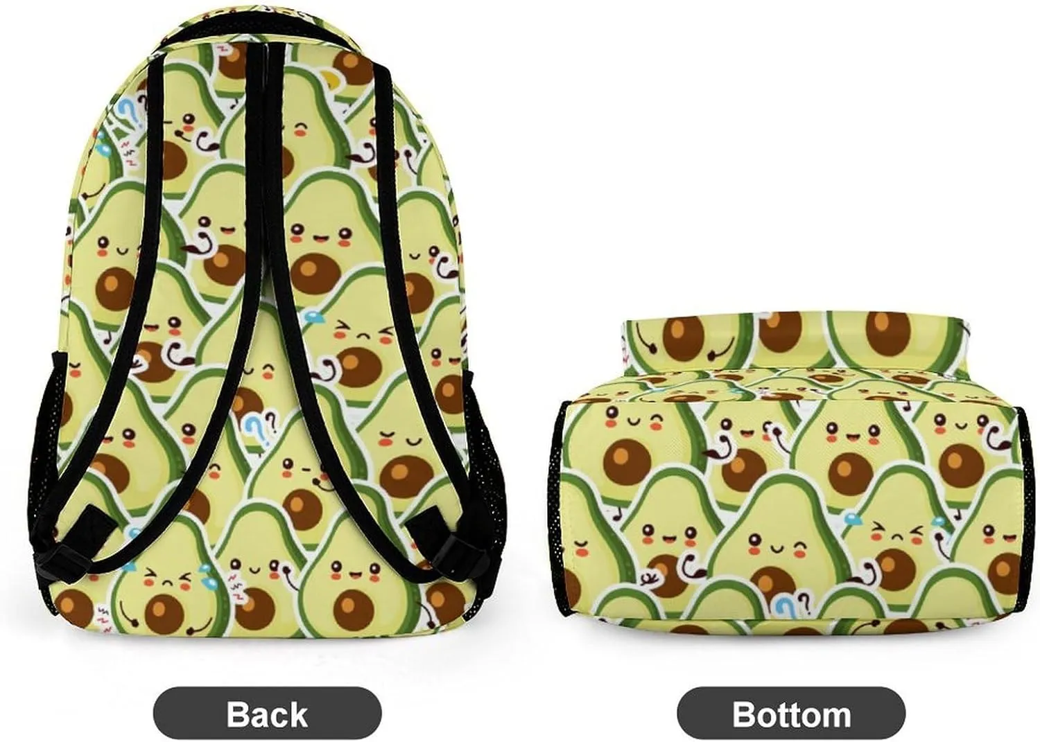 Avocado School Backpack for Kids Girls Boys, 16 Inch Cute Avocado Themed Bookbag, Personalized School Backpack for Students Children, Lightweight, Large Capacity