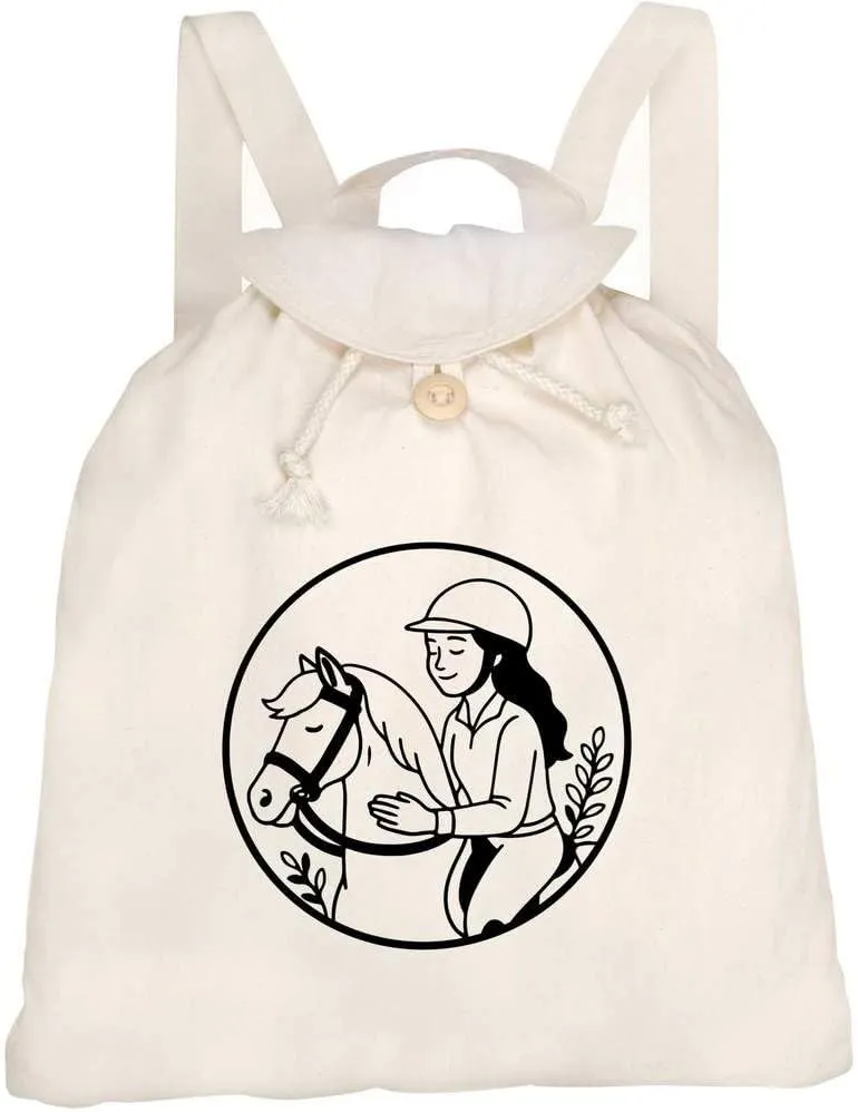 Azeeda 'Horse Rider' Canvas Rucksack/Backpack (RK00039488)
