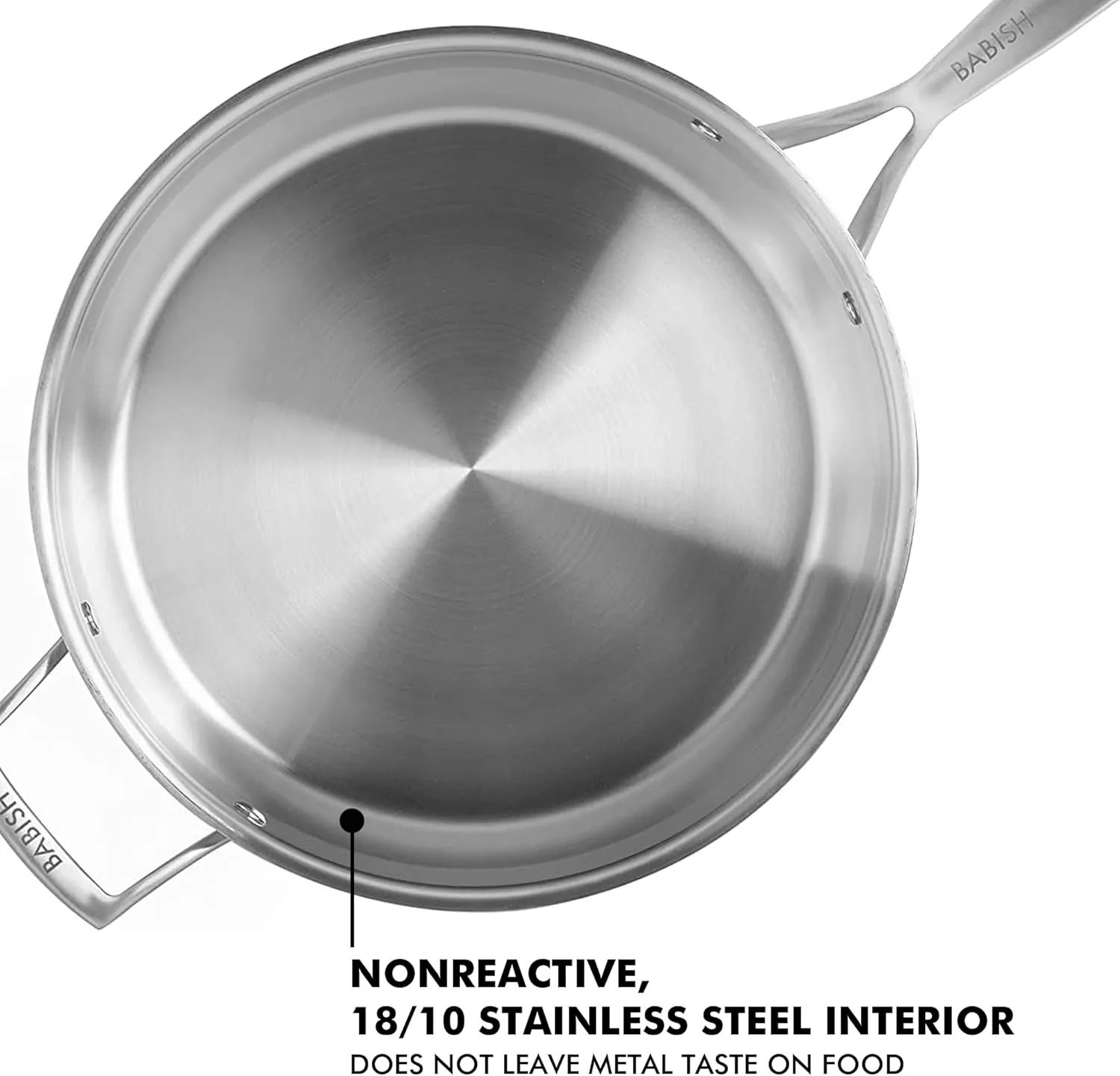 Babish Tri-Ply Stainless Steel Professional Grade Saute Pan w/Lid, 5-Quart