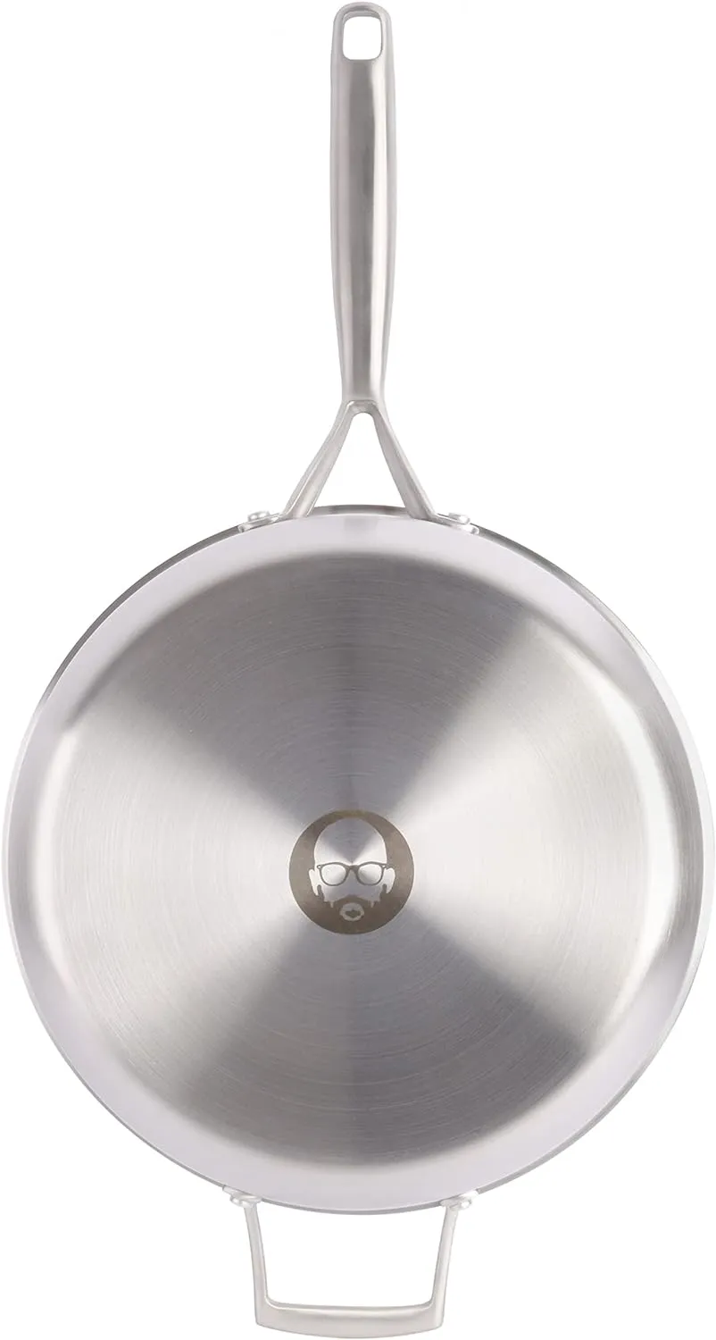 Babish Tri-Ply Stainless Steel Professional Grade Saute Pan w/Lid, 5-Quart