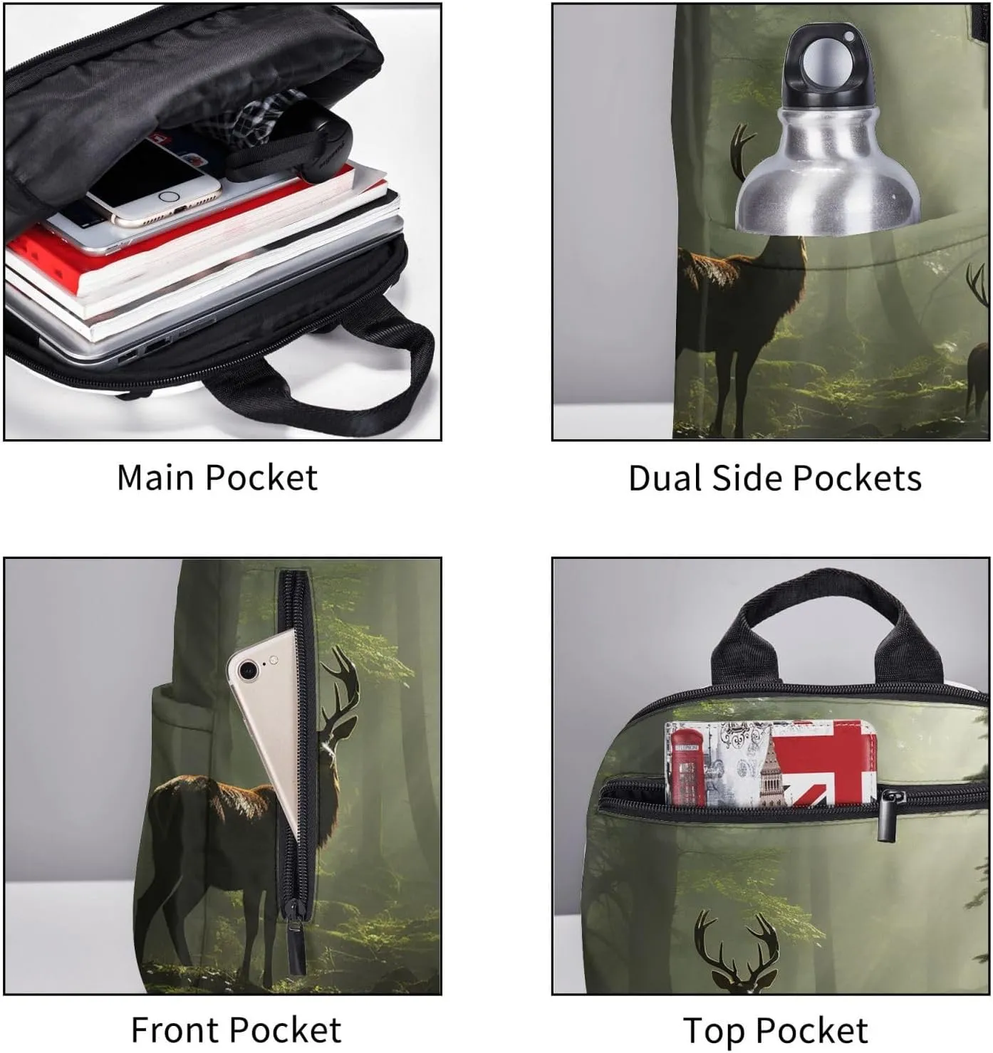 Backpack for Women Men Casual Travel Daypacks Evening in Vancouver Rucksuck for Work Cute Laptop Backpack, Elk Foggy, One Size