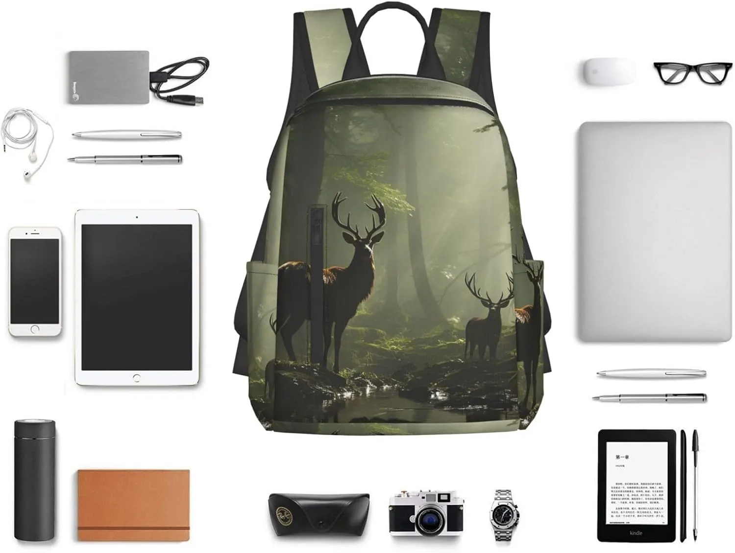Backpack for Women Men Casual Travel Daypacks Evening in Vancouver Rucksuck for Work Cute Laptop Backpack, Elk Foggy, One Size