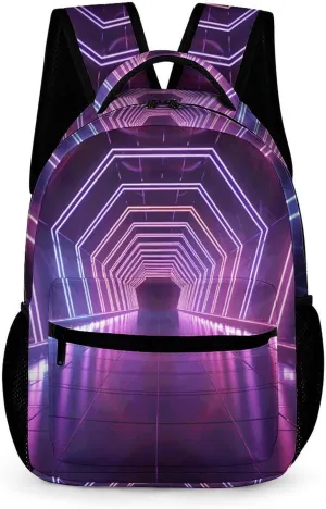 Backpack for Women Men Casual Travel Daypacks Neon Lights Tunnel Rucksuck for Work Cute Laptop Backpack