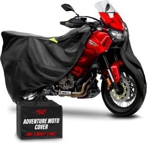 Badass Moto Ultimate Large Adventure Motorcycle Cover Waterproof Outdoor Adjusts to Top Case Motorcycle Sun Cover For Honda Africa, V-Strom 1050 ADV, Fits BMW R 1250 GS, KTM 1290 Super, HD Pan America
