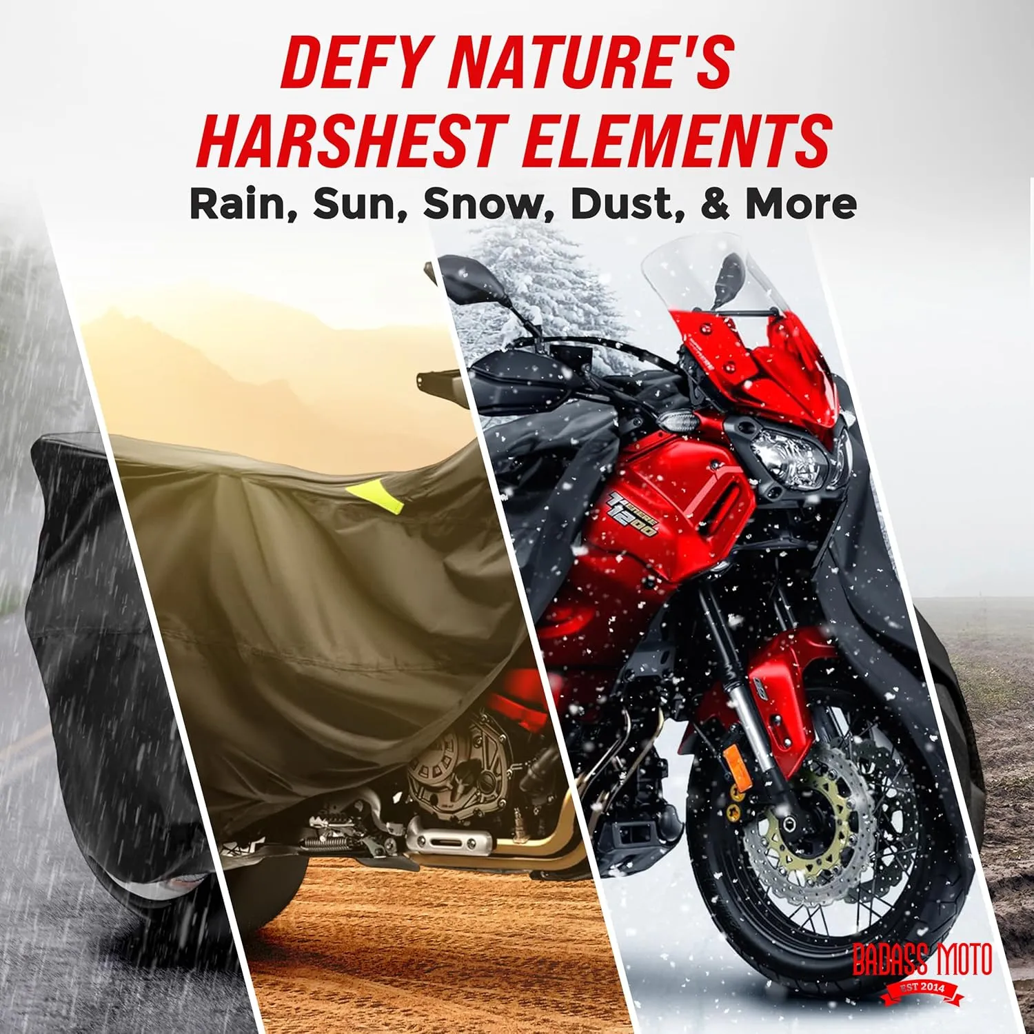 Badass Moto Ultimate Large Adventure Motorcycle Cover Waterproof Outdoor Adjusts to Top Case Motorcycle Sun Cover For Honda Africa, V-Strom 1050 ADV, Fits BMW R 1250 GS, KTM 1290 Super, HD Pan America