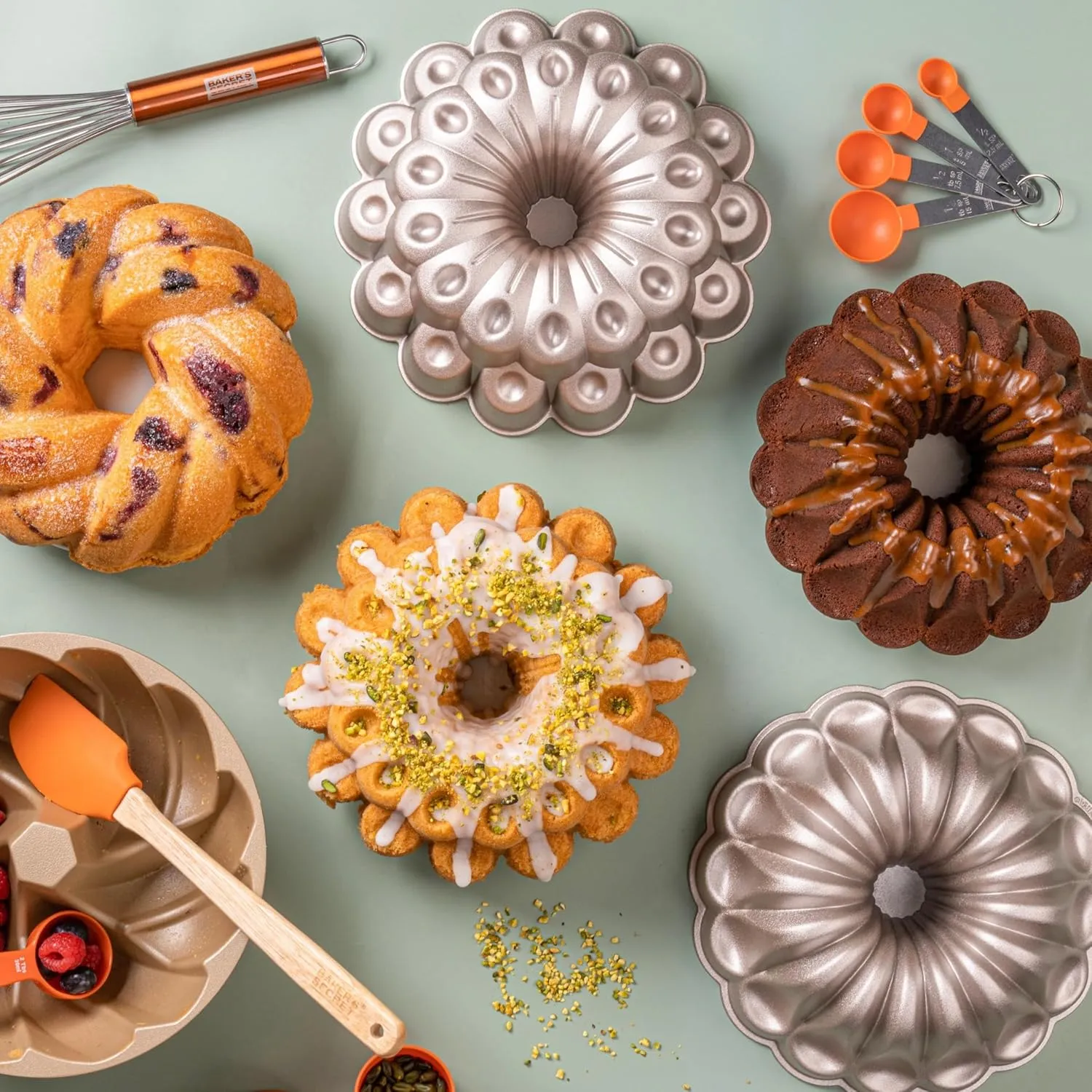 Baker's Secret for Fluted Cake Pan, Fluted Cake Pans, Perfect for Fluted Cakes, Die Cast Aluminum Cake Pans, 2 Layers Non-stick Coating, Novelty Cake Pan - The Cast Aluminum Collection (Petal)