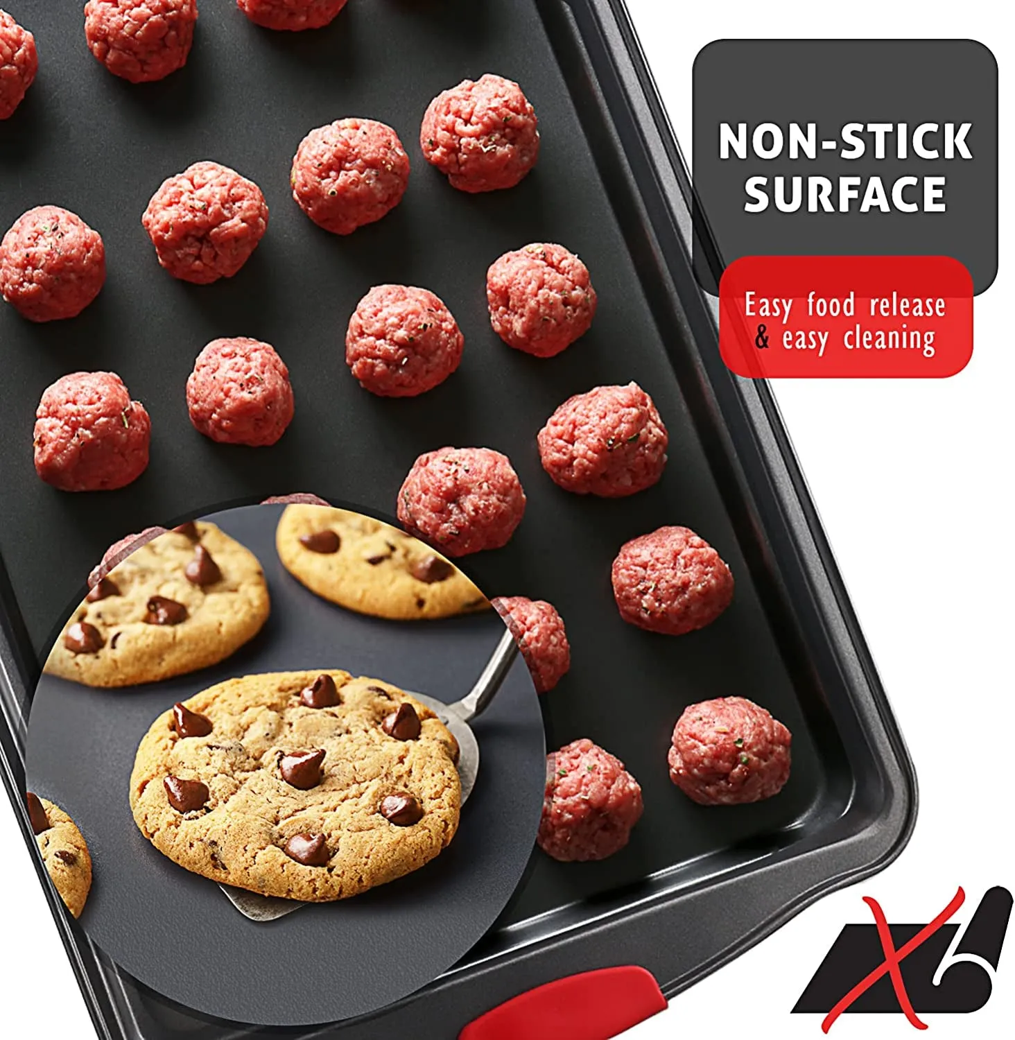 Baking Pan Set, 15 Piece Premium Nonstick Bakeware Sets BPA Free, Cookie Sheets Nonstick Steel Baking Sheets for Oven with Muffin Pan, Cake Pan & Kitchen Utensils - Black