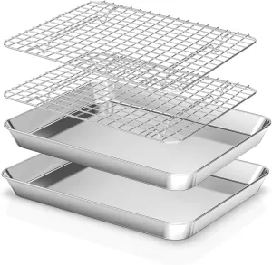 Baking Sheet Baking Pans Set with Cooling Rack Cookie Sheets for Baking Stainless Steel Pan for Baking Bakeware Sets 3PCS Cooling Racks for Cooking and Baking for Bacon Pizza Pan 9 x 7 x 1 Inch 11PCS