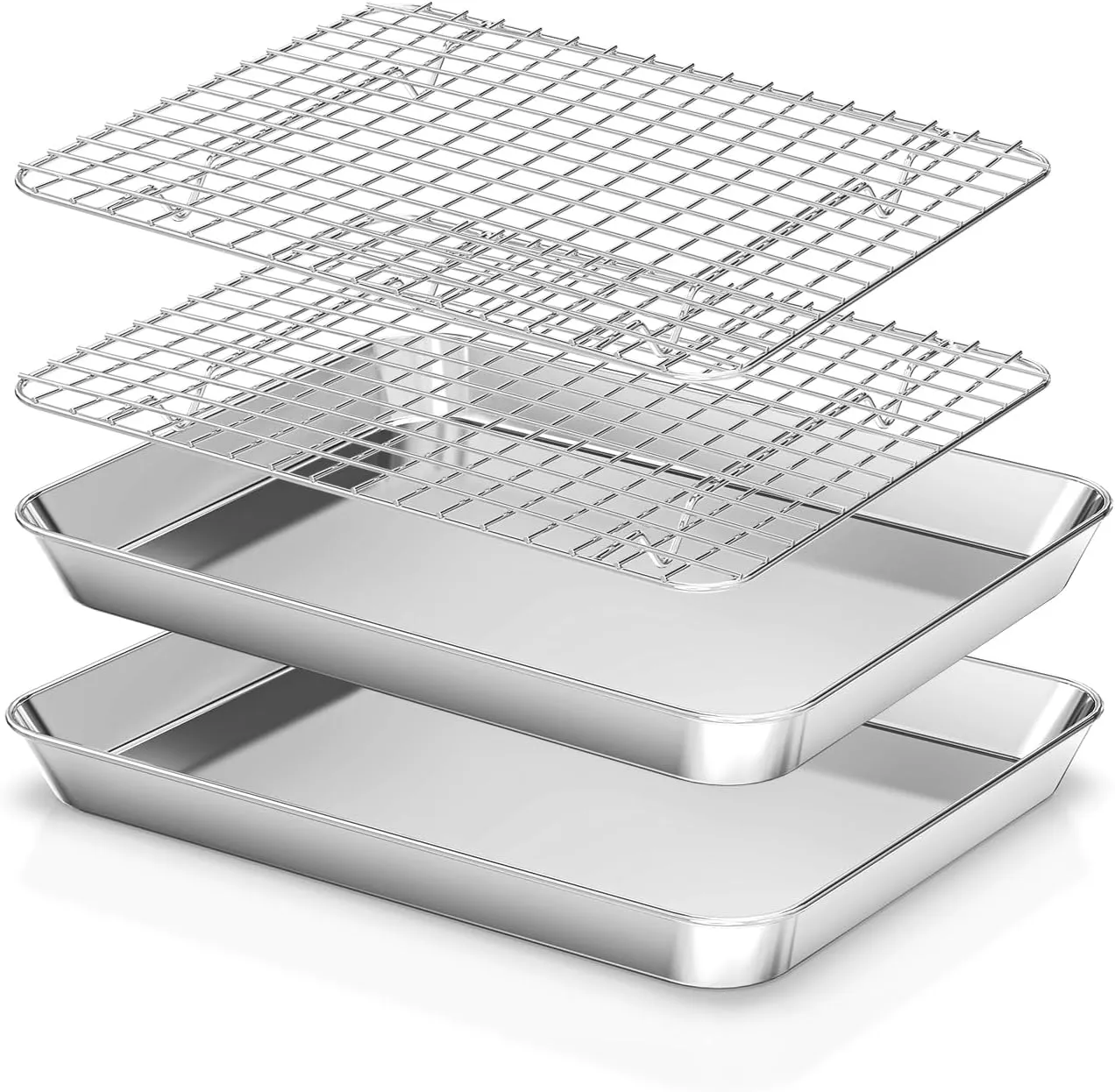 Baking Sheet Baking Pans Set with Cooling Rack Cookie Sheets for Baking Stainless Steel Pan for Baking Bakeware Sets 3PCS Cooling Racks for Cooking and Baking for Bacon Pizza Pan 9 x 7 x 1 Inch 11PCS