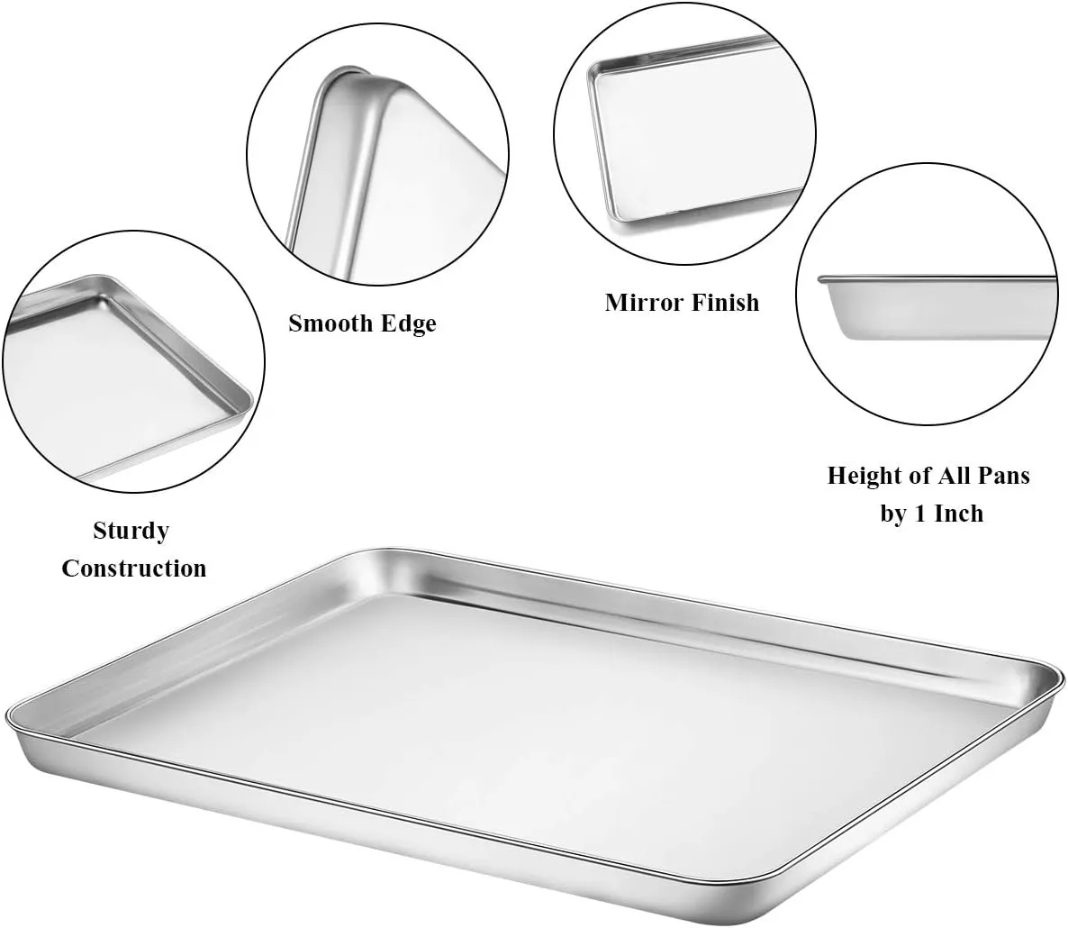 Baking Sheet with Rack Set [2 Pans   2 Racks], Wildone Stainless Steel Cookie Sheet Baking Pan Tray with Cooling Rack, Size 16 x 12 x 1 Inch, Non Toxic & Heavy Duty & Easy Clean