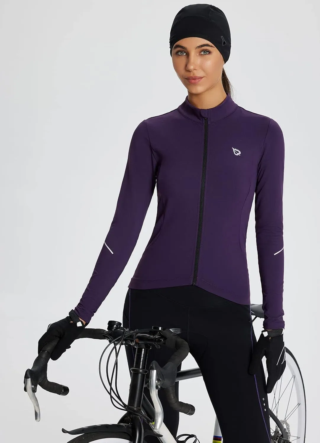 baleaf Women's Thermal Cycling Jersey Long Sleeve Winter 4 Pockets Bike Fleece Jackets Windproof Reflevtive Cold Weather