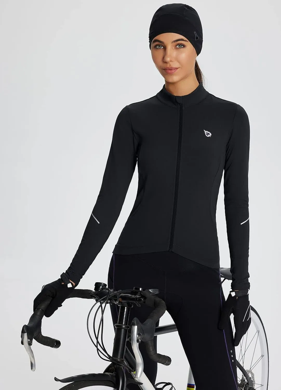baleaf Women's Thermal Cycling Jersey Long Sleeve Winter 4 Pockets Bike Fleece Jackets Windproof Reflevtive Cold Weather