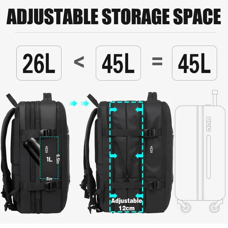 BANGE Large Travel Backpack Expandable 26L-45L for 17.3-inch Laptop