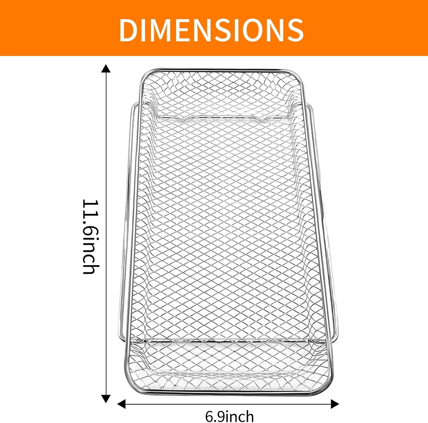 Basket Replacement for Emeril Lagasse Dual Zone 360 Air Fryer Oven 25 QT Air Fryer Convection Toaster Oven 11.6" x 6.9" Non-stick Mesh Steel Accessories Parts Dishwasher Safe