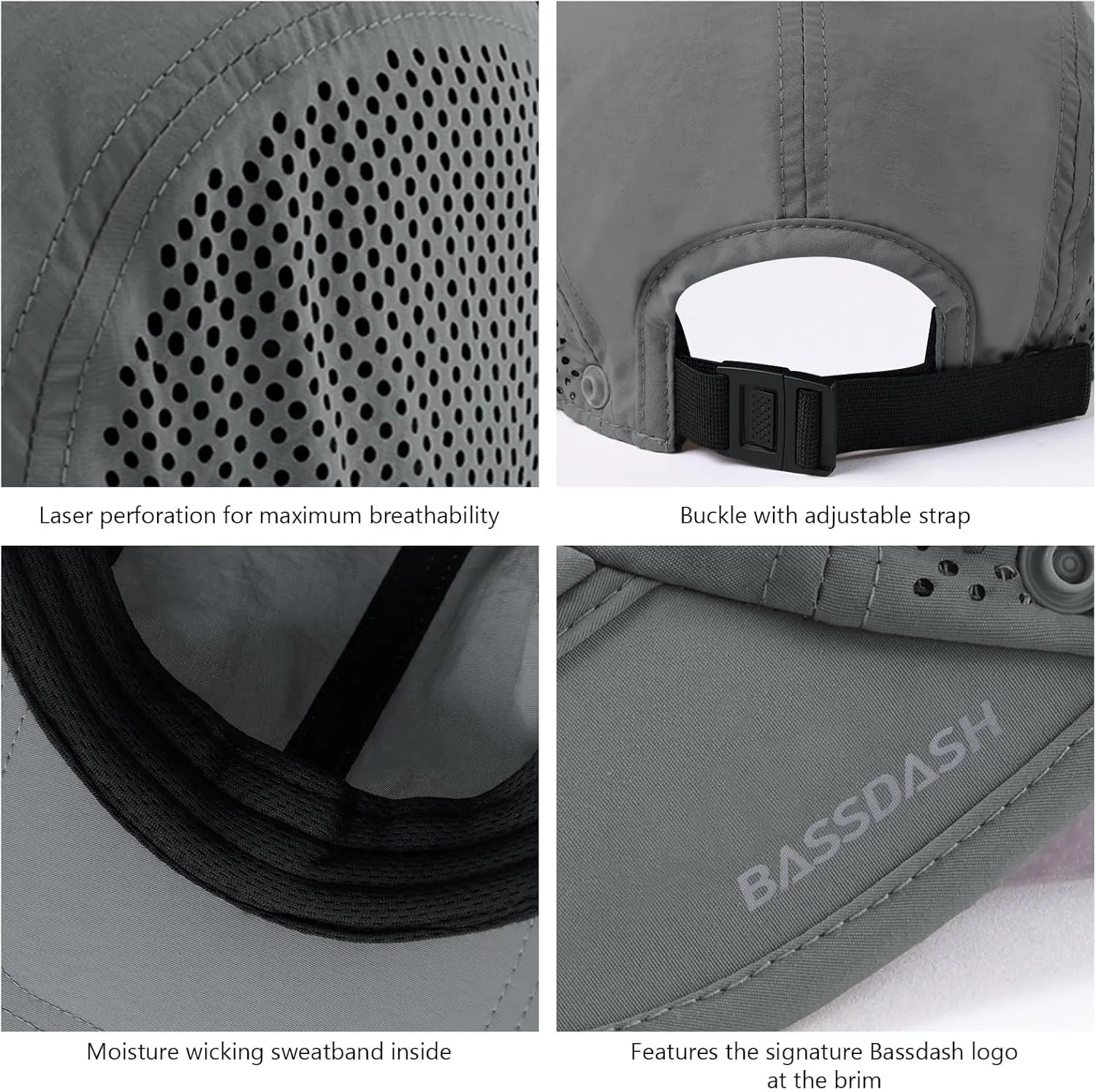 BASSDASH UPF 50  Foldable Fishing Hat Baseball Cap with Removable Neck Flap Portable for Men Women Golf Hiking