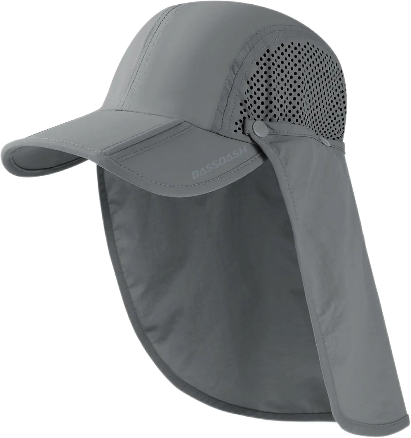 BASSDASH UPF 50  Foldable Fishing Hat Baseball Cap with Removable Neck Flap Portable for Men Women Golf Hiking