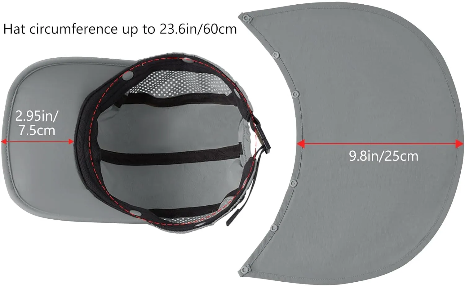 BASSDASH UPF 50  Foldable Fishing Hat Baseball Cap with Removable Neck Flap Portable for Men Women Golf Hiking