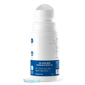 Be. Body-wise 4% Aha Bha Underarm Roll On 50ml | 2% Lactic Acid, 1% Salicylic Acid | Controls Odour & Reduces Pigmentation | 0% Alcohol & 0% Aluminium | Fragrance Free
