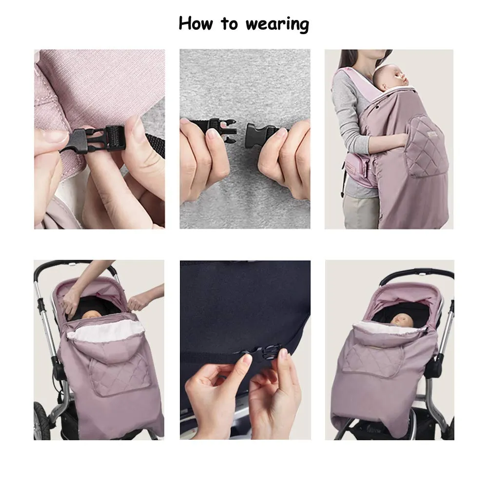 Bebamour Baby Carrier Winter Cover Universal Hoodie All Season Carrier Cover (Greyish-Green)