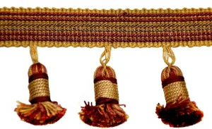 Belagio Enterprises Godiva Collection 2 1/2-Inch Tassel Fringe (25 Yard Roll) | BF-4099-88/61 Dark Brick and Mocha