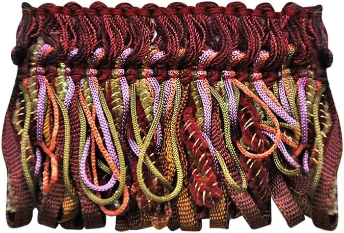 Belagio Enterprises Odyssey Collection 2 1/2-Inch Brush Fringe (25 Yard Roll) | BF-4032-70/81 Burgundy and Mocha