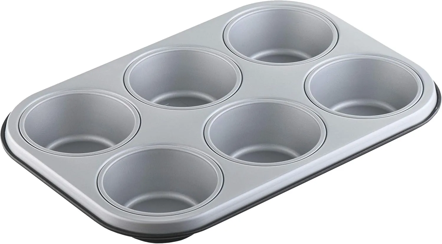 Berndes 053320 Baking Pan 6 Cup Muffin Pan, Non-Stick, Grey/Black