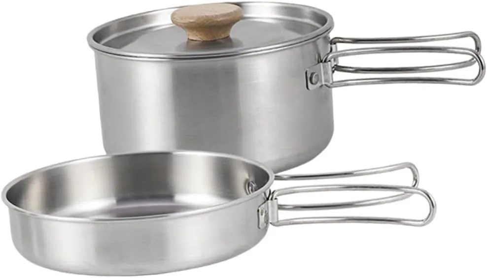 BESPORTBLE 1set Folding Handle Camping Pan Professional Cooking Pot for Outdoor Use Versatile Frying Accessory for Omelets Steaks and More for Camping and Picnics