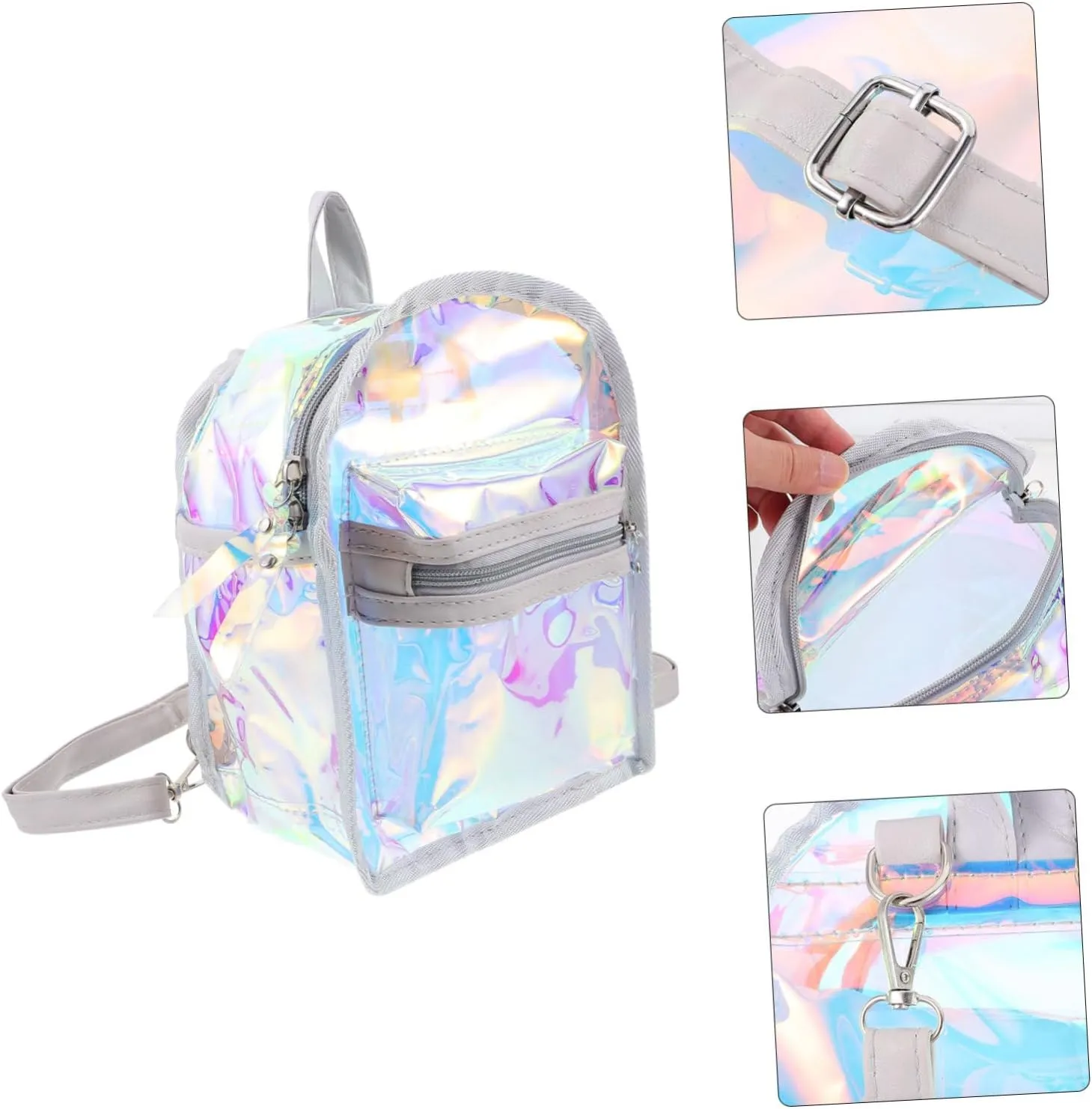 BESPORTBLE Dazzling Transparent Backpack for Practical Storage Bag Lightweight Casual Travel Bag Unique Jelly Design for Outdoor Activities Shopping and Trips White