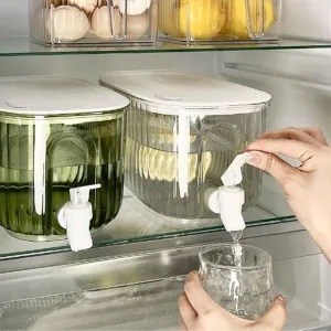 Beverage Drink Dispenser Large Capacity Food Grade Cold Kettle with Faucet for Home Clear Water Bucket for Party Events (Transparent White)