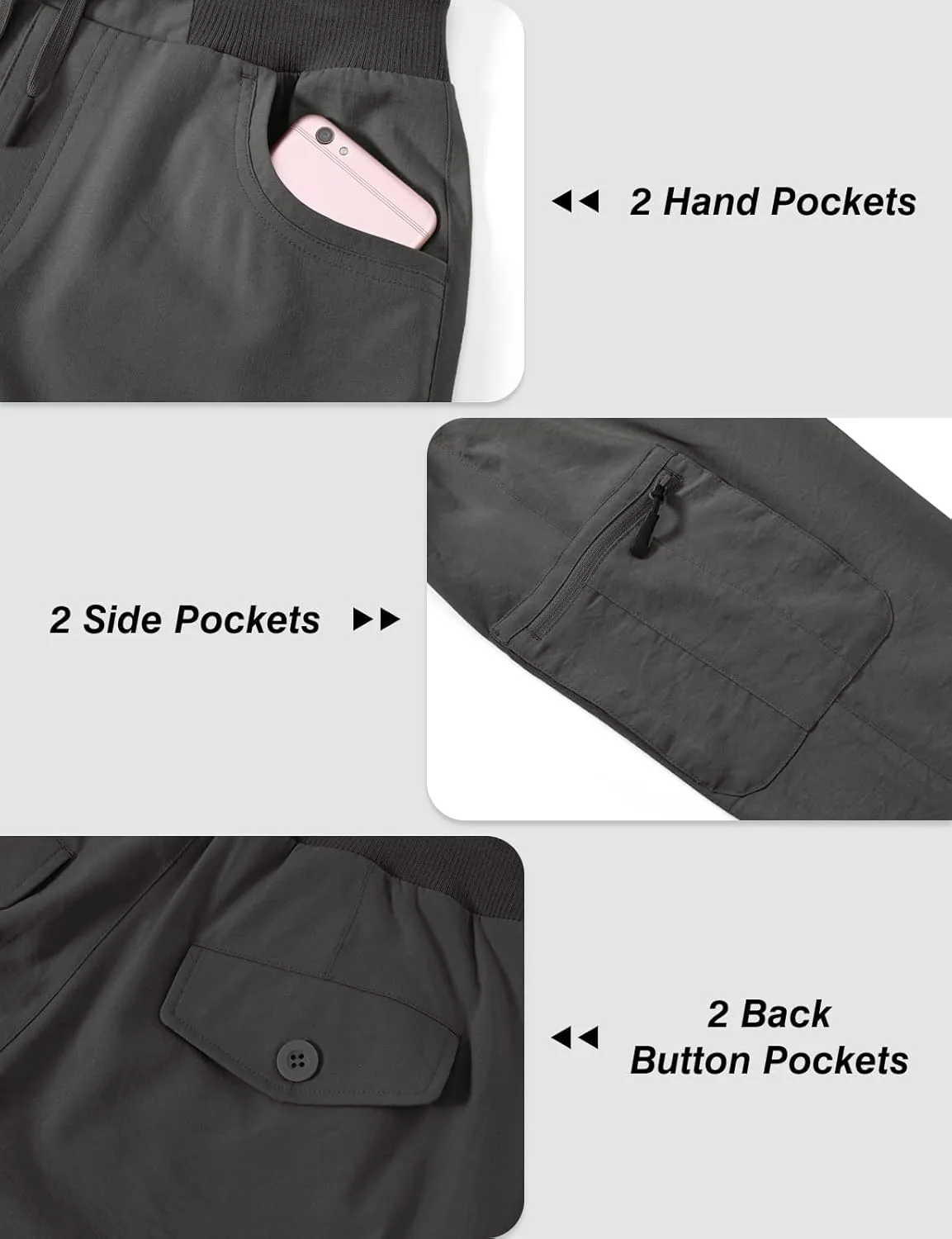 BGOWATU Women's Capris Lightweight Cargo Hiking Pants with 6 Pockets Quick Dry Summer Outdoor Casual Travel Roll Up Pants