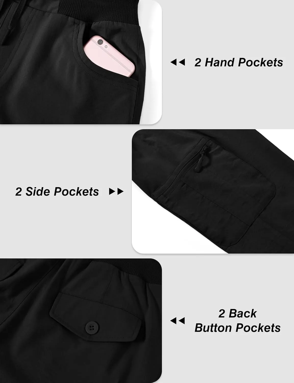 BGOWATU Women's Capris Lightweight Cargo Hiking Pants with 6 Pockets Quick Dry Summer Outdoor Casual Travel Roll Up Pants