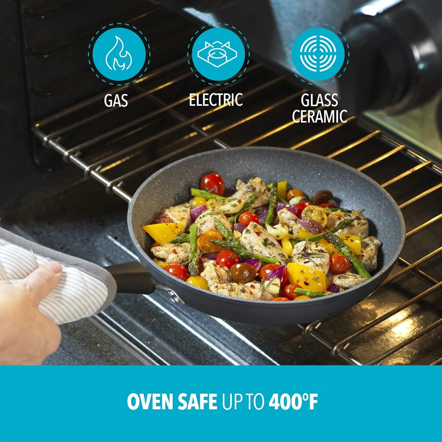 Bialetti Impact Textured Nonstick 10 Piece Oven-Safe Cookware Set, Gray - 10-Piece Set, Micro-Divot Textured Aluminum, Nanotec-Infused Nonstick Surface, Comfortable Silicone Handles, Oven-Safe