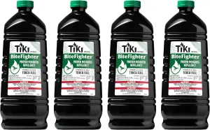 BiteFighter® Mosquito Repellent Torch Fuel 3/4 Gallon (100 oz.) 4-Pack, Citronella & Cedar Formula for Mosquito Repellency, Easy Pour Bottle, Use with Torches & Table Torches, Outdoor & Backyard