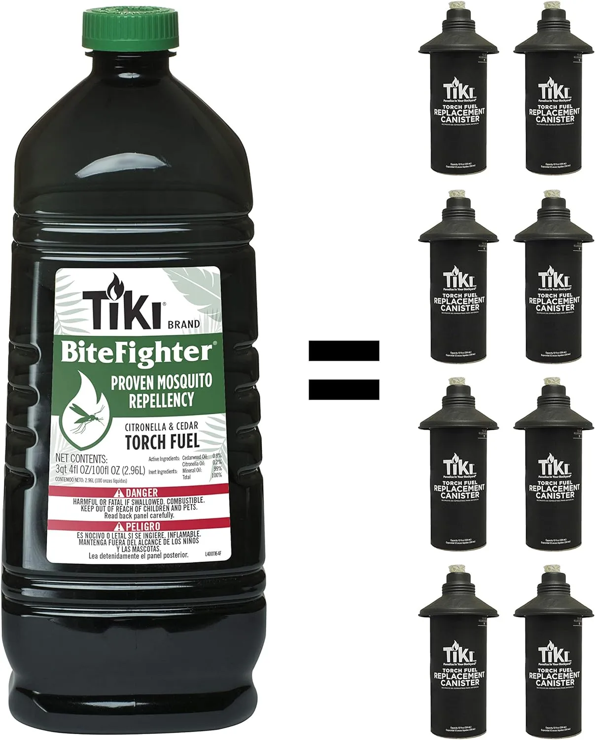BiteFighter Mosquito Repellent Torch Fuel – 3/4 Gallon (100 oz.), Citronella & Cedar Formula for Mosquito Repellency, Easy Pour Bottle, Use with Torches & Table Torches, Outdoor & Backyard Use
