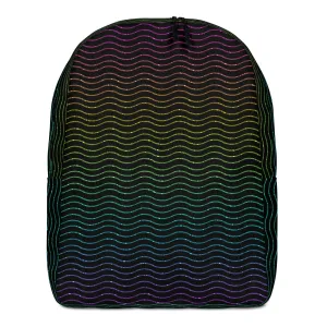 Black Glitter Rainbow Zigzag Minimalist Backpack