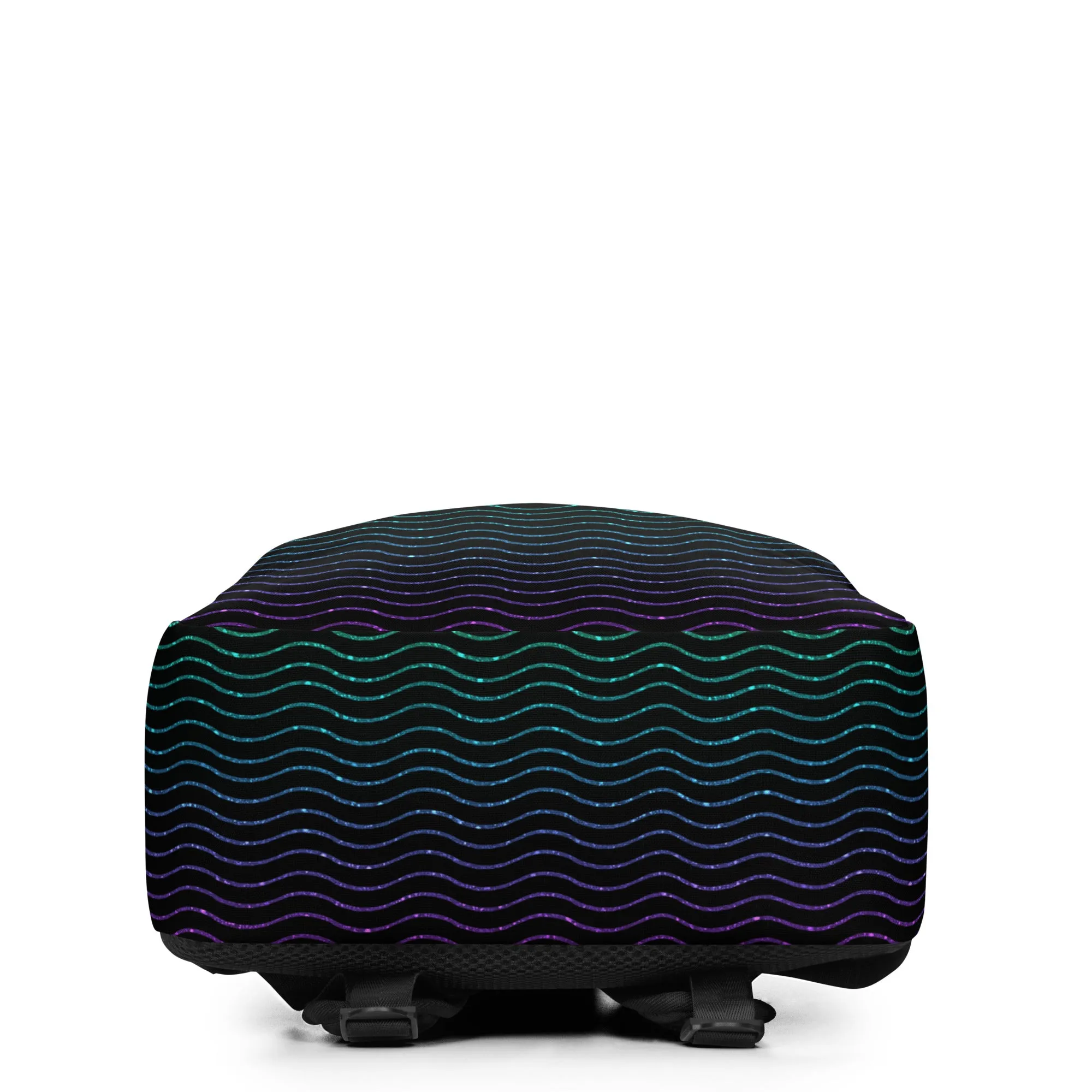 Black Glitter Rainbow Zigzag Minimalist Backpack