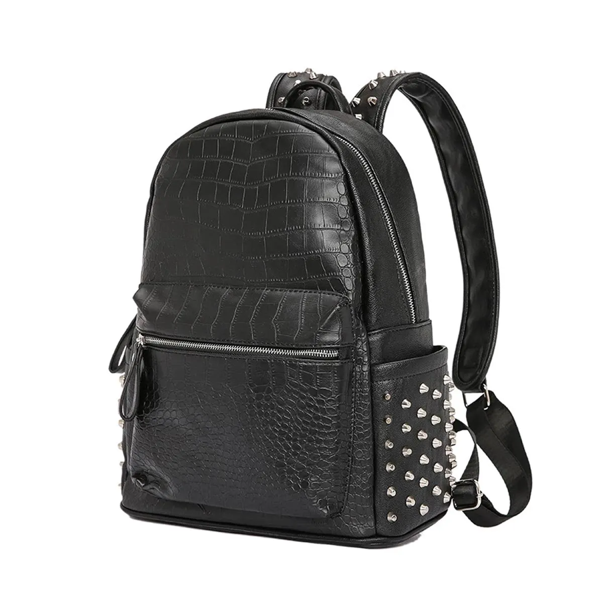 Black PU Leather Backpack with Spikes