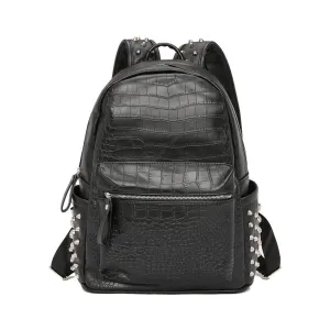 Black PU Leather Backpack with Spikes