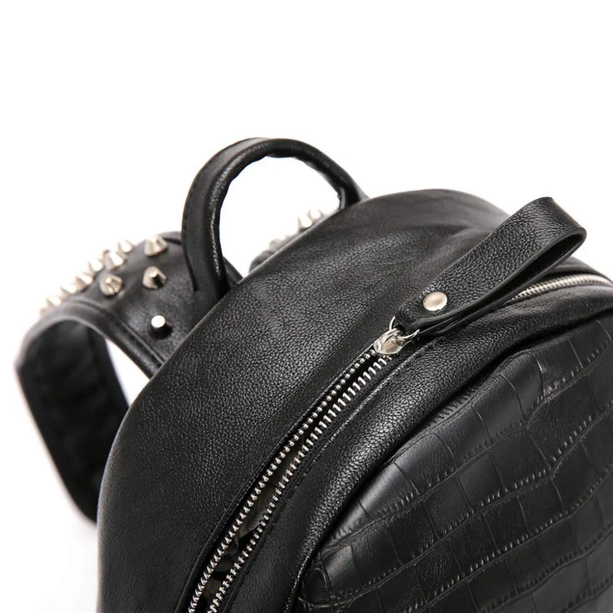 Black PU Leather Backpack with Spikes